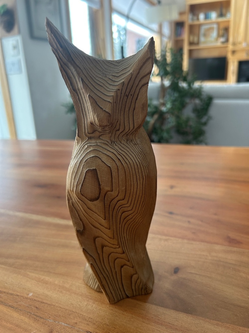 Carved Decorative Wooden Owl Figurine